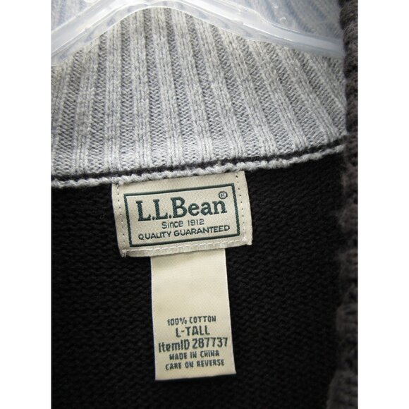 LL Bean Sweater Large Tall 1/4 Zip Pullover Classic Knit Mock Neck - Picture 8 of 9